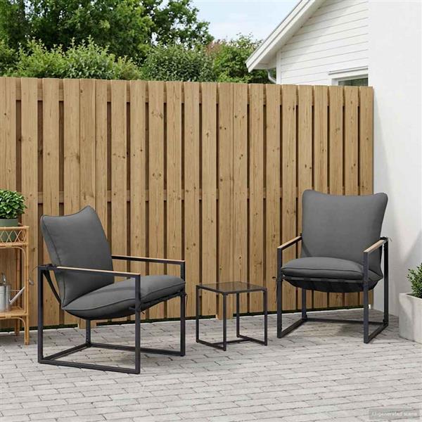 Grote foto vidaxl tuinbankenset 3 pcs zwart en anthraciet staal tuin en terras tuinmeubelen