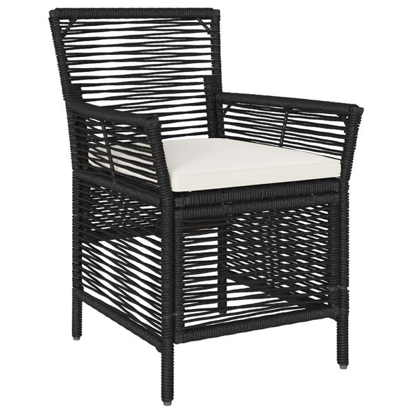 Grote foto vidaxl buitenstoel met kussen 2 pcs zwart en cr me poly rattan tuin en terras tuinmeubelen