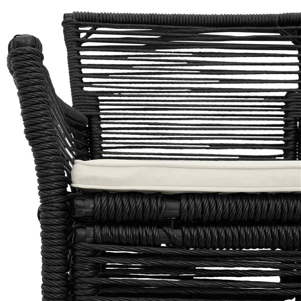 Grote foto vidaxl buitenstoel met kussen 2 pcs zwart en cr me poly rattan tuin en terras tuinmeubelen