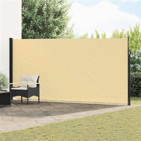Grote foto vidaxl uittrekbaar zijscherm zand 500 x 200 cm polyester tuin en terras overige tuin en terras