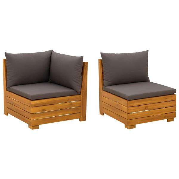 Grote foto vidaxl tuin loungeset met kussen 2 stuk bruin massief acaciahout tuin en terras tuinmeubelen