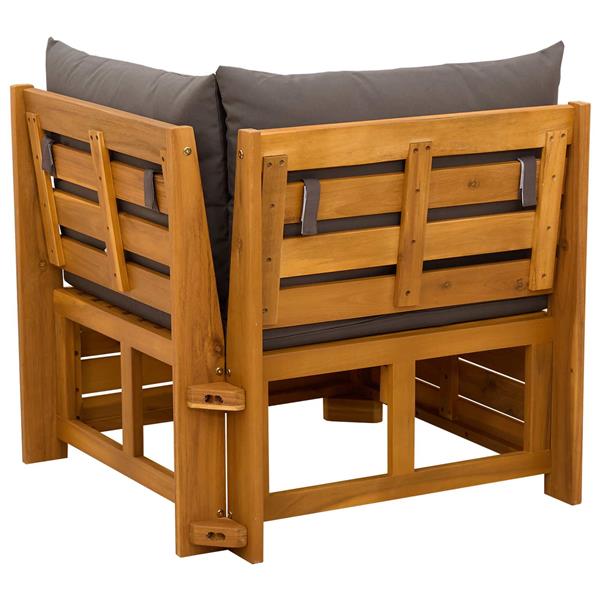 Grote foto vidaxl tuinbank hoek massief acaciahout bruin tuin en terras tuinmeubelen