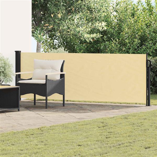 Grote foto vidaxl uittrekbaar zijscherm zand 500 x 100 cm polyester tuin en terras overige tuin en terras