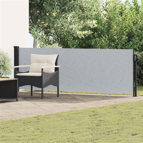 Grote foto vidaxl uittrekbaar zijscherm grijs 500 x 100 cm polyester tuin en terras overige tuin en terras
