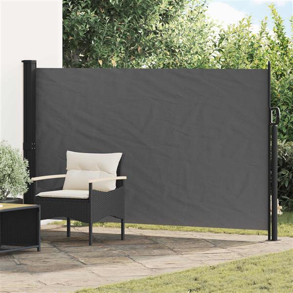 Grote foto vidaxl uittrekbaar zijscherm antracietkleurig 300 x 170 cm polyester tuin en terras overige tuin en terras