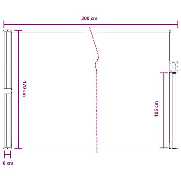 Grote foto vidaxl uittrekbaar zijscherm antracietkleurig 300 x 170 cm polyester tuin en terras overige tuin en terras