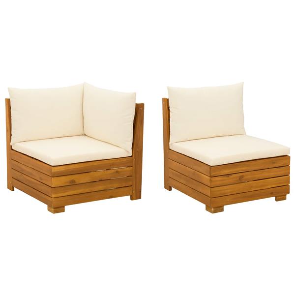 Grote foto vidaxl tuin loungeset met kussen 2 stuk bruin massief acaciahout tuin en terras tuinmeubelen