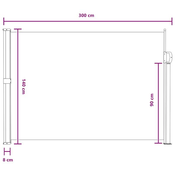 Grote foto vidaxl uittrekbaar zijscherm zand 300 x 140 cm polyester tuin en terras overige tuin en terras