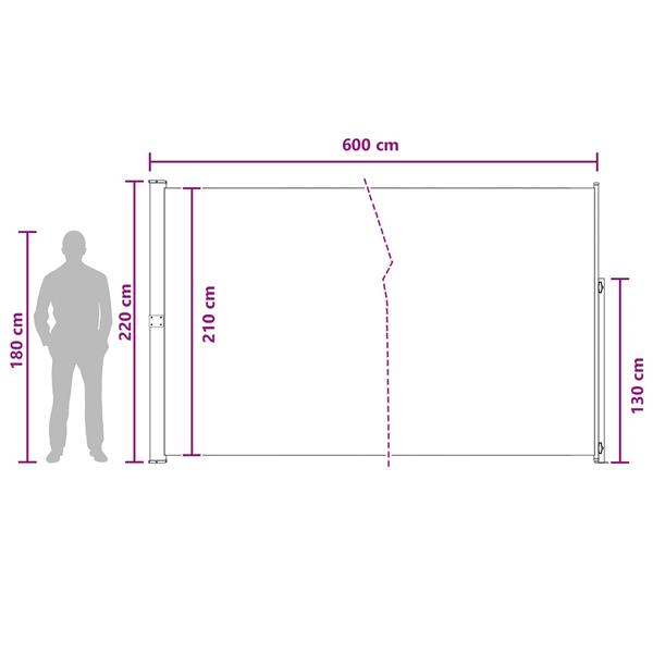 Grote foto vidaxl uittrekbaar zijscherm beige 600 x 220 cm polyester tuin en terras overige tuin en terras