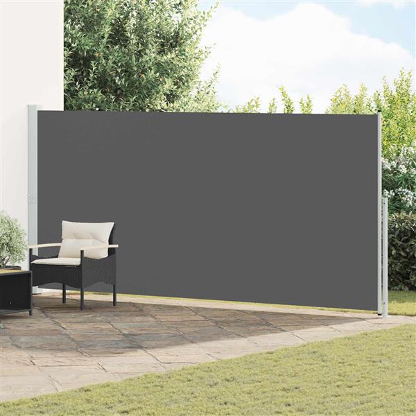 Grote foto vidaxl uittrekbaar zijscherm antracietkleurig 600 x 200 cm polyester tuin en terras overige tuin en terras