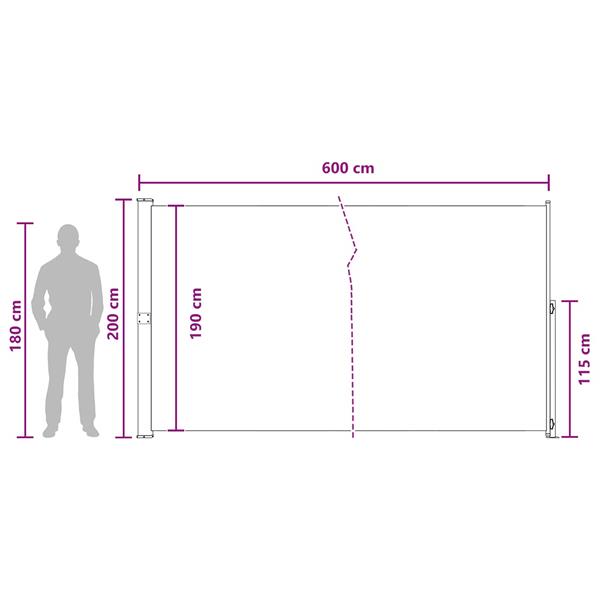 Grote foto vidaxl uittrekbaar zijscherm antracietkleurig 600 x 200 cm polyester tuin en terras overige tuin en terras