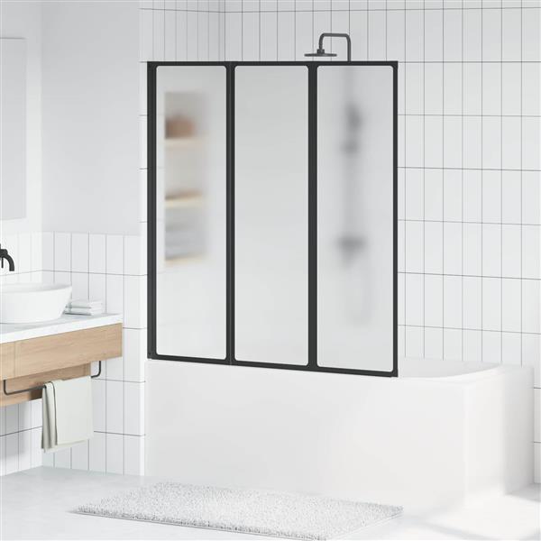 Grote foto vidaxl opvouwbare douchescherm zwart en volle frost 132 x 2 x 140 cm doe het zelf en verbouw sanitair