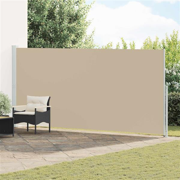 Grote foto vidaxl uittrekbaar zijscherm beige 600 x 180 cm polyester tuin en terras overige tuin en terras