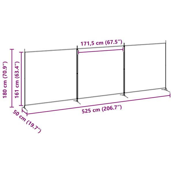 Grote foto vidaxl 4 panelen roomdivider beige 525 x 180 cm stof huis en inrichting overige huis en inrichting