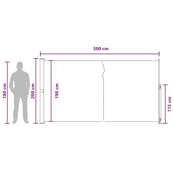 Grote foto vidaxl uittrekbaar zijscherm 100 polyester ijzer staal tuin en terras overige tuin en terras