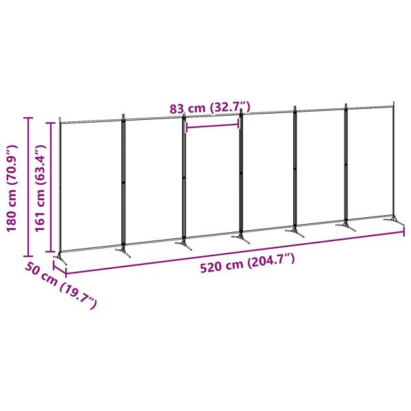 Grote foto vidaxl 6 panelen kamerscherm beige 520 x 180 cm stof huis en inrichting overige huis en inrichting