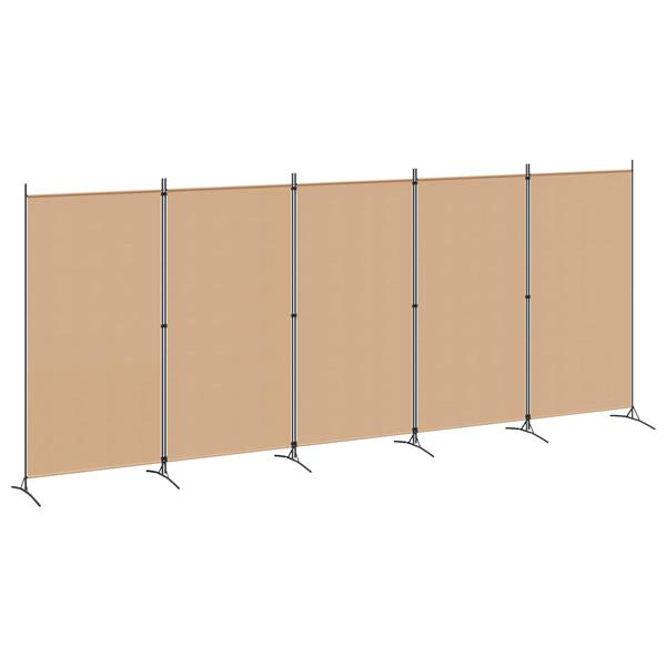 Grote foto vidaxl 5 panel room divider beige 433 x 180 cm stof huis en inrichting overige huis en inrichting