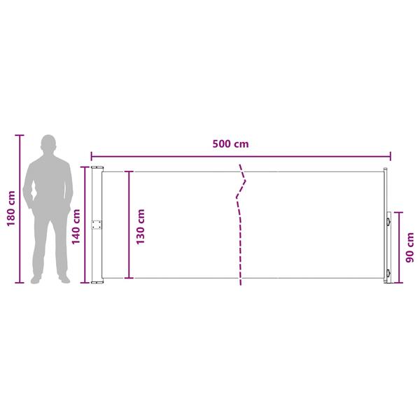 Grote foto vidaxl uittrekbaar zijscherm antracietkleurig 500 x 140 cm polyester tuin en terras overige tuin en terras