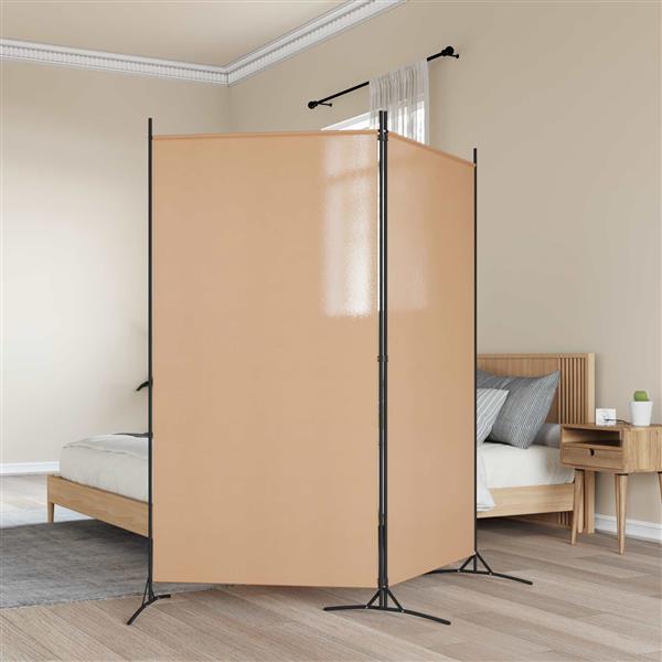 Grote foto vidaxl 2 panelen kamerscherm beige 175 x 180 cm stof huis en inrichting overige huis en inrichting