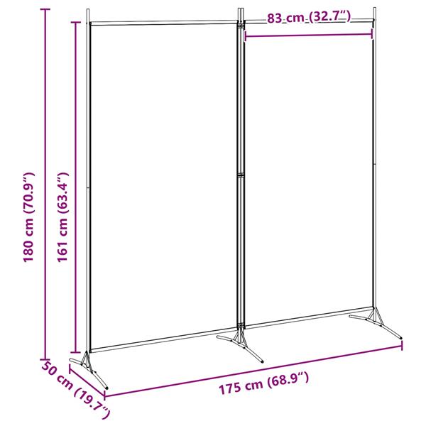 Grote foto vidaxl 2 panelen kamerscherm beige 175 x 180 cm stof huis en inrichting overige huis en inrichting