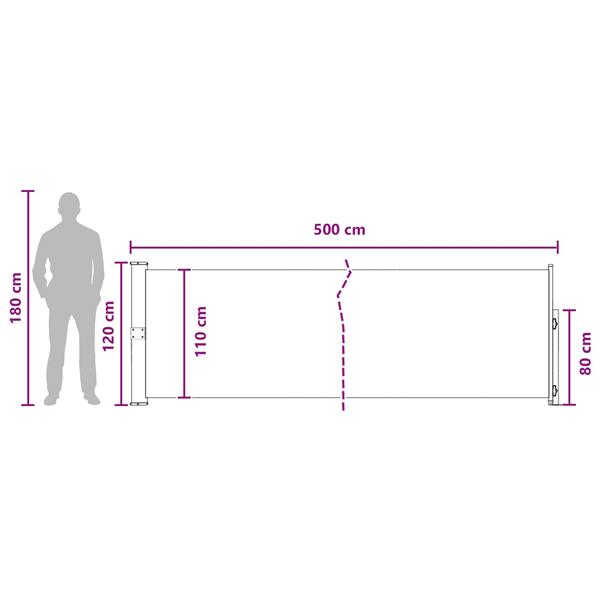 Grote foto vidaxl uittrekbaar zijscherm taupe 500 x 117 cm polyester tuin en terras overige tuin en terras