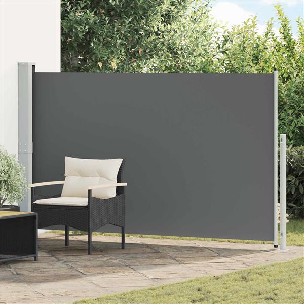 Grote foto vidaxl uittrekbaar zijscherm antracietkleurig 300 x 180 cm polyester tuin en terras overige tuin en terras