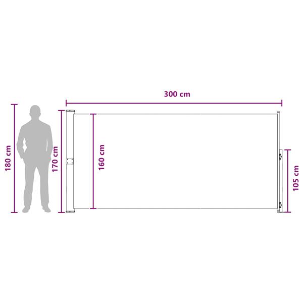 Grote foto vidaxl uittrekbaar zijscherm taupe 300 x 170 cm polyester tuin en terras overige tuin en terras