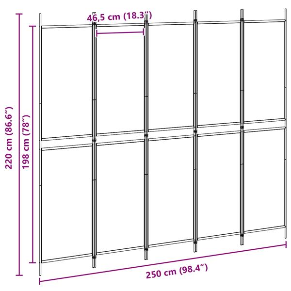 Grote foto vidaxl 5 panel room divider beige 250 x 220 cm stof huis en inrichting overige huis en inrichting