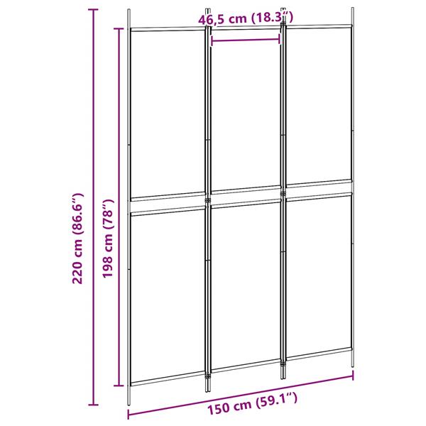Grote foto vidaxl 3 panel room divider beige 150 x 220 cm stof huis en inrichting overige huis en inrichting