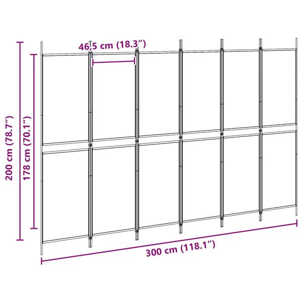 Grote foto vidaxl 6 panelen kamerscherm beige 300 x 200 cm stof huis en inrichting overige huis en inrichting