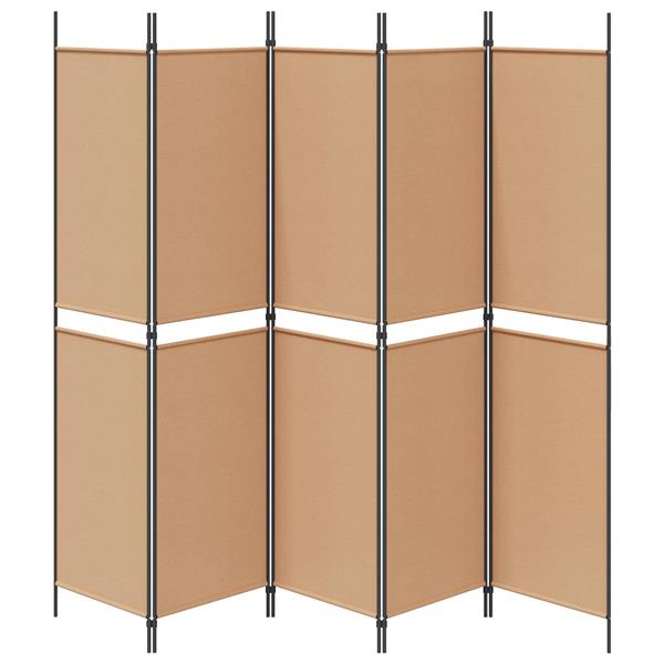 Grote foto vidaxl 5 panelen kamerscherm beige 250 x 200 cm stof huis en inrichting overige huis en inrichting