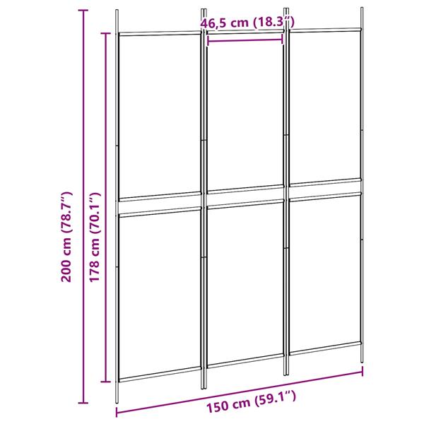 Grote foto vidaxl 3 panel room divider beige 150 x 200 cm stof huis en inrichting overige huis en inrichting