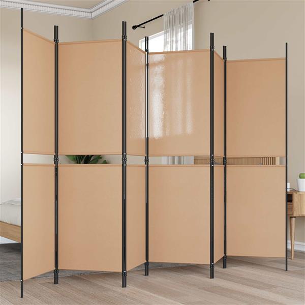 Grote foto vidaxl 6 panelen kamerscherm beige 300 x 180 cm stof huis en inrichting overige huis en inrichting