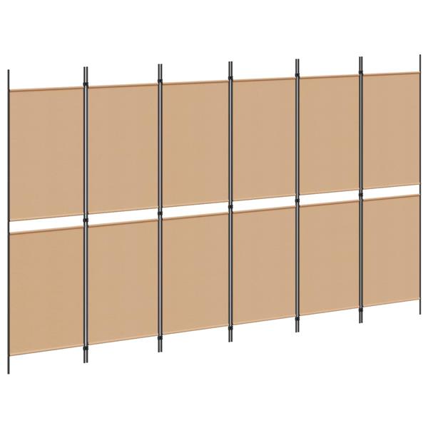 Grote foto vidaxl 6 panelen kamerscherm beige 300 x 180 cm stof huis en inrichting overige huis en inrichting