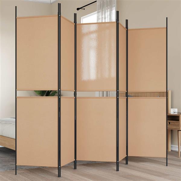 Grote foto vidaxl 5 panel room divider beige 250 x 180 cm stof huis en inrichting overige huis en inrichting