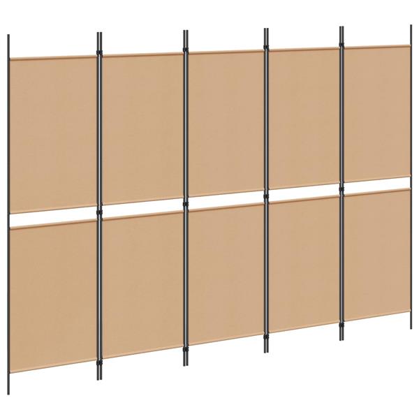 Grote foto vidaxl 5 panel room divider beige 250 x 180 cm stof huis en inrichting overige huis en inrichting
