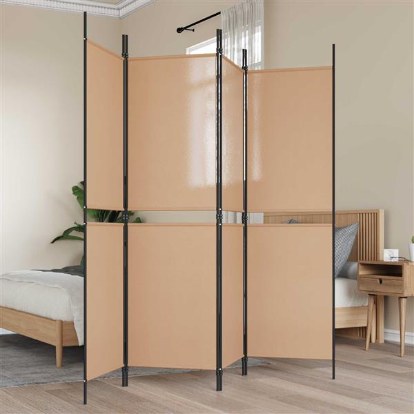 Grote foto vidaxl 4 panel room divider beige 200 x 180 cm stof huis en inrichting overige huis en inrichting