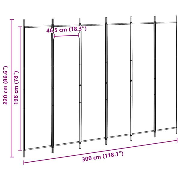 Grote foto vidaxl 6 panelen kamerscherm beige 300 x 220 cm stof huis en inrichting overige huis en inrichting