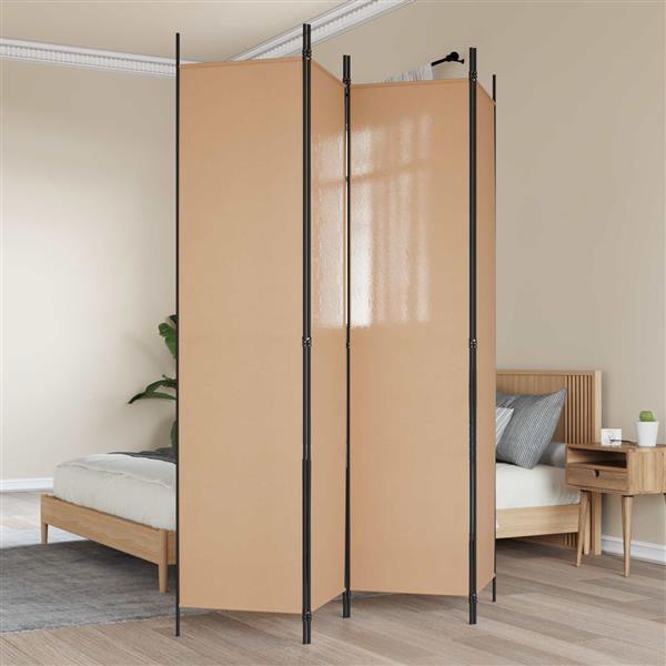 Grote foto vidaxl 4 panelen roomdivider beige 200 x 220 cm stof huis en inrichting overige huis en inrichting