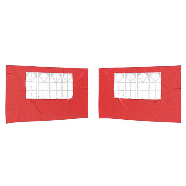 Grote foto vidaxl party tent zijwand 2 pcs 400 x 195 cm rood pe en staal tuin en terras overige tuin en terras