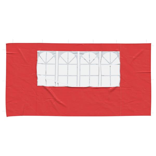 Grote foto vidaxl party tent zijwand 2 pcs 400 x 195 cm rood pe en staal tuin en terras overige tuin en terras