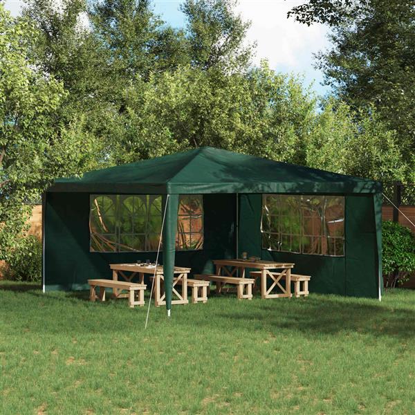 Grote foto vidaxl party tent zijwand 2 pcs 400 x 195 cm groen pe en staal tuin en terras overige tuin en terras