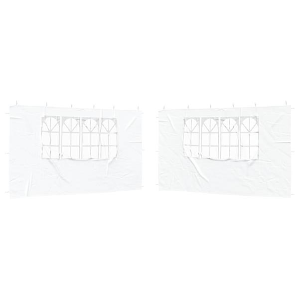Grote foto vidaxl party tent zijwand 2 pcs 400 x 195 cm wit pe en staal tuin en terras overige tuin en terras