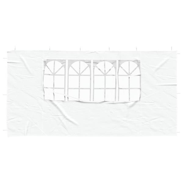 Grote foto vidaxl party tent zijwand 2 pcs 400 x 195 cm wit pe en staal tuin en terras overige tuin en terras