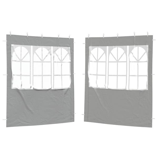 Grote foto vidaxl party tent zijwand 2 pcs 200 x 195 cm lichtgrijs pe en staal tuin en terras overige tuin en terras