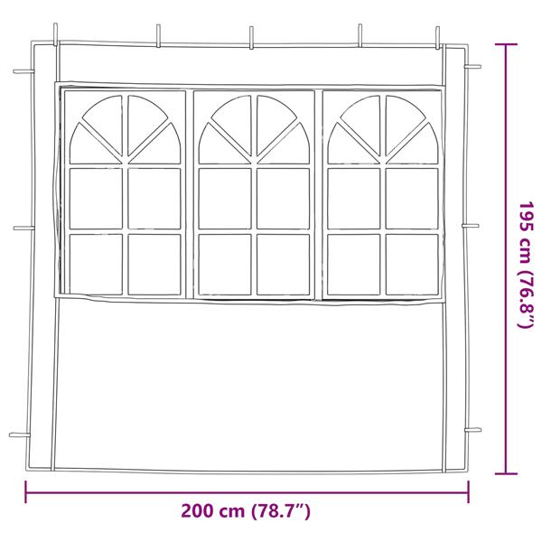 Grote foto vidaxl party tent zijwand 2 pcs 200 x 195 cm lichtgrijs pe en staal tuin en terras overige tuin en terras