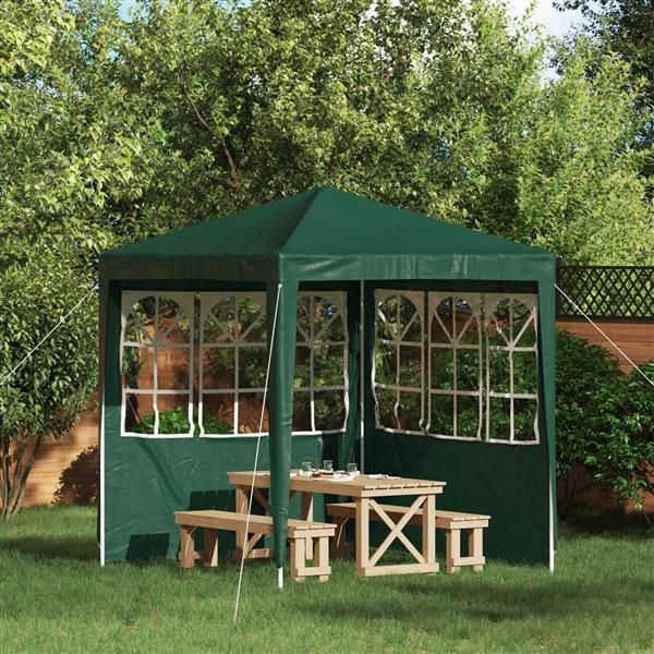 Grote foto vidaxl party tent zijwand 2 pcs 200 x 195 cm groen pe en staal tuin en terras overige tuin en terras