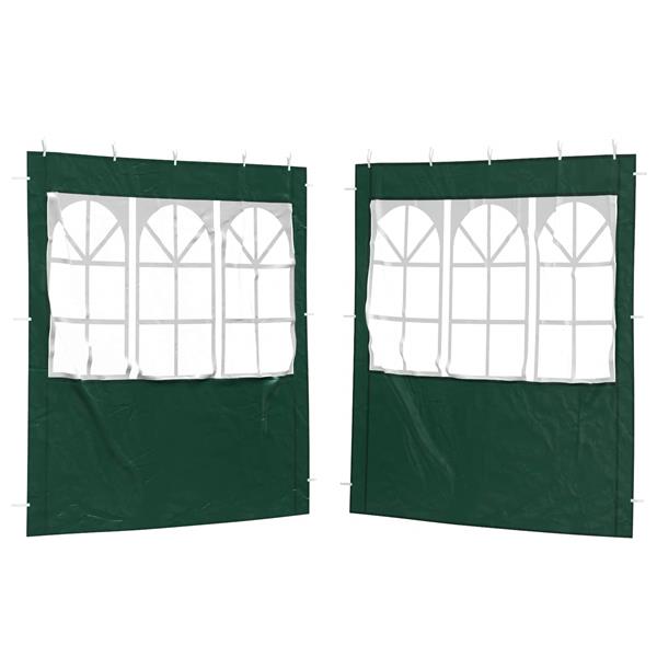 Grote foto vidaxl party tent zijwand 2 pcs 200 x 195 cm groen pe en staal tuin en terras overige tuin en terras