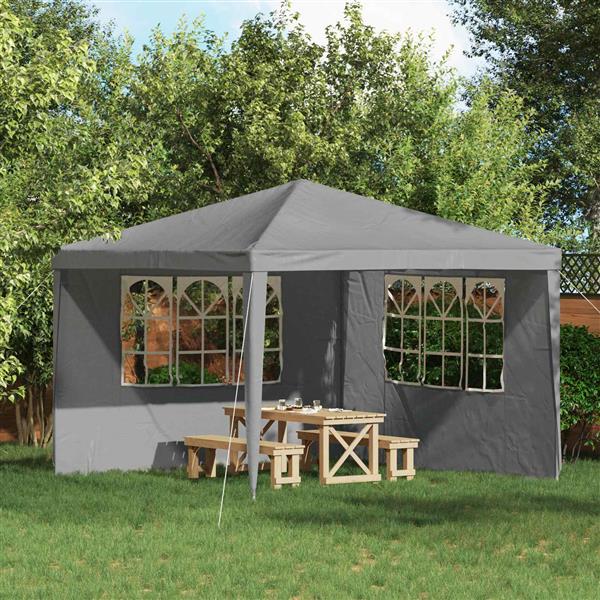 Grote foto vidaxl party tent zijwand 2 pcs 300 x 195 cm lichtgrijs pe en staal tuin en terras overige tuin en terras