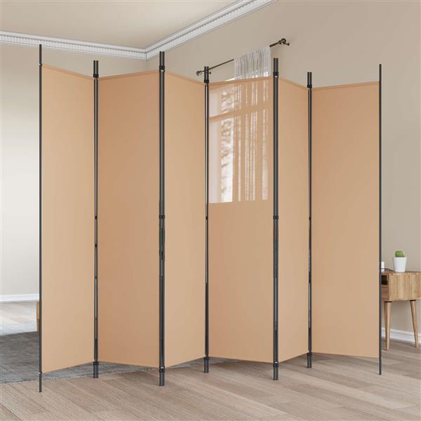 Grote foto vidaxl 6 panelen kamerscherm beige 300 x 200 cm stof huis en inrichting overige huis en inrichting